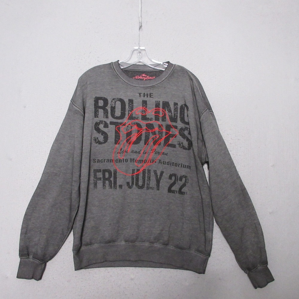 Rolling Stones Sweatshirt Gray‎ Concert Graphic Rock Band Crewneck Grunge Indie